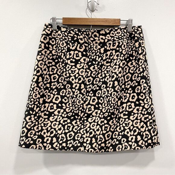 LOFT 8 Brown Animal Print Mini A-Line Skirt Pocket Y2K 90s Grunge Rockstar Retro - Picture 2 of 16